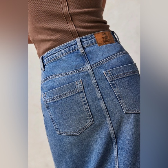 Free People We The Free Wild Roses Midi Skirt Size 28 Dark Blue - Picture 11 of 12